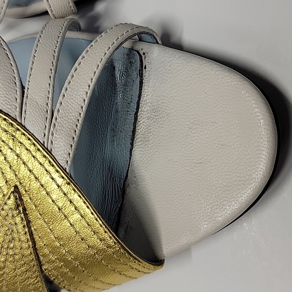 VALENTINO GARAVANI FOLIAGE SLIDE SANDAL GOLD/WHITE SZ 37 1/2EU 7.5US AUTHENTIC - Picture 12 of 16